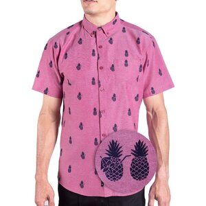 NWT‎ Visive Pineapple Printed Short Sleeve Button Down Shirt Size 3XL Color Pine
